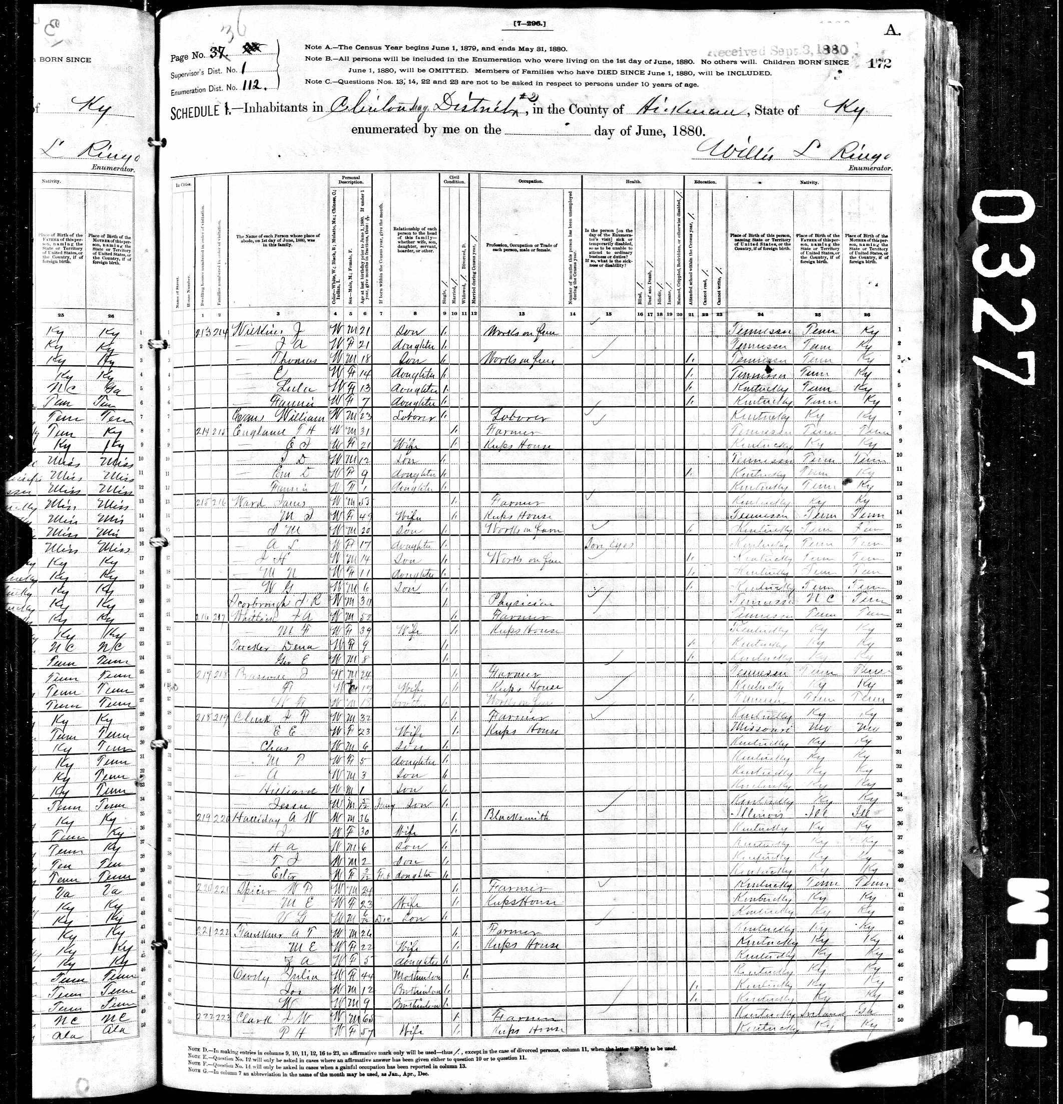 1880 Hickman County, Kentucky, census of 'J.' and 'W. F. Braswell,' identified sons of Wilson and Martha (Evans) Brazzell of Dickson County, Tennessee.