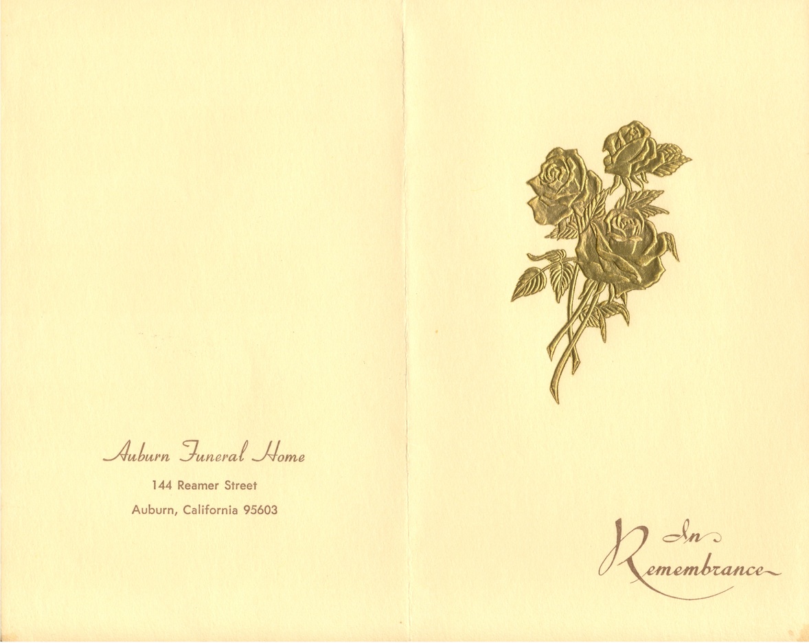 Funeral card, Della Eveline (Walker) Warren Lonnem, 1970